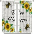 thumbnail image 2 of Bee Sunflower Blackout Curtains for Kitchen,Vintage Rustic Wood Panel Watercolor Farmhouse Sunflower Flower Bee Harvesting Window Drapes Print for Boys Girls Bedroom Living Room 55x63in, 2 of 6