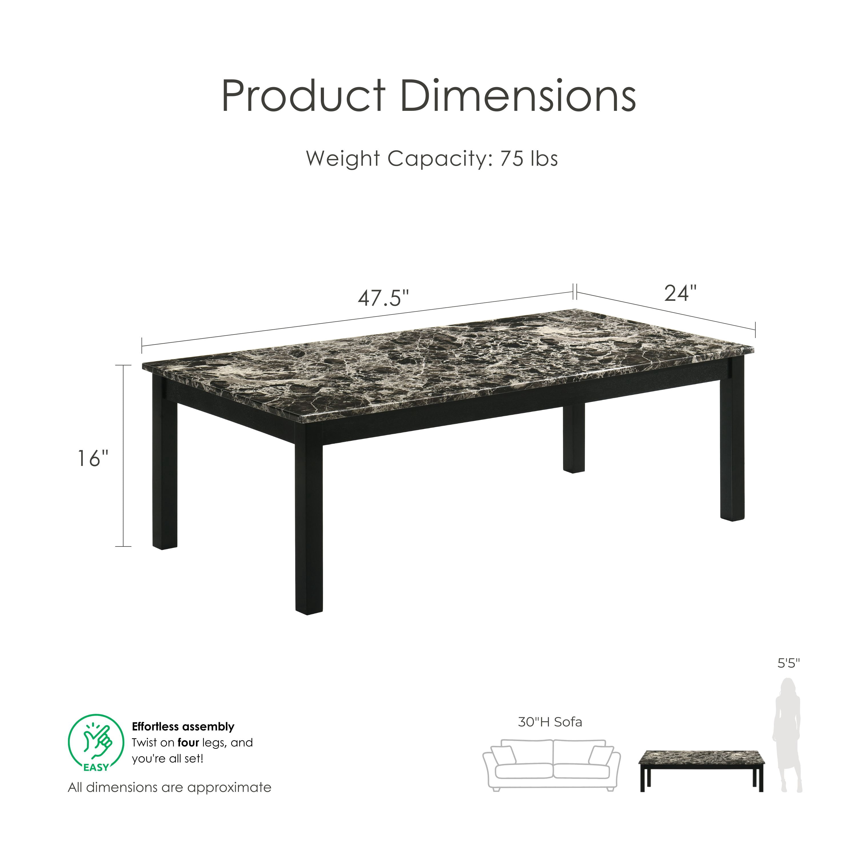 Furniture of America Versi Modern 3-Piece Coffee Table Set, Black and White