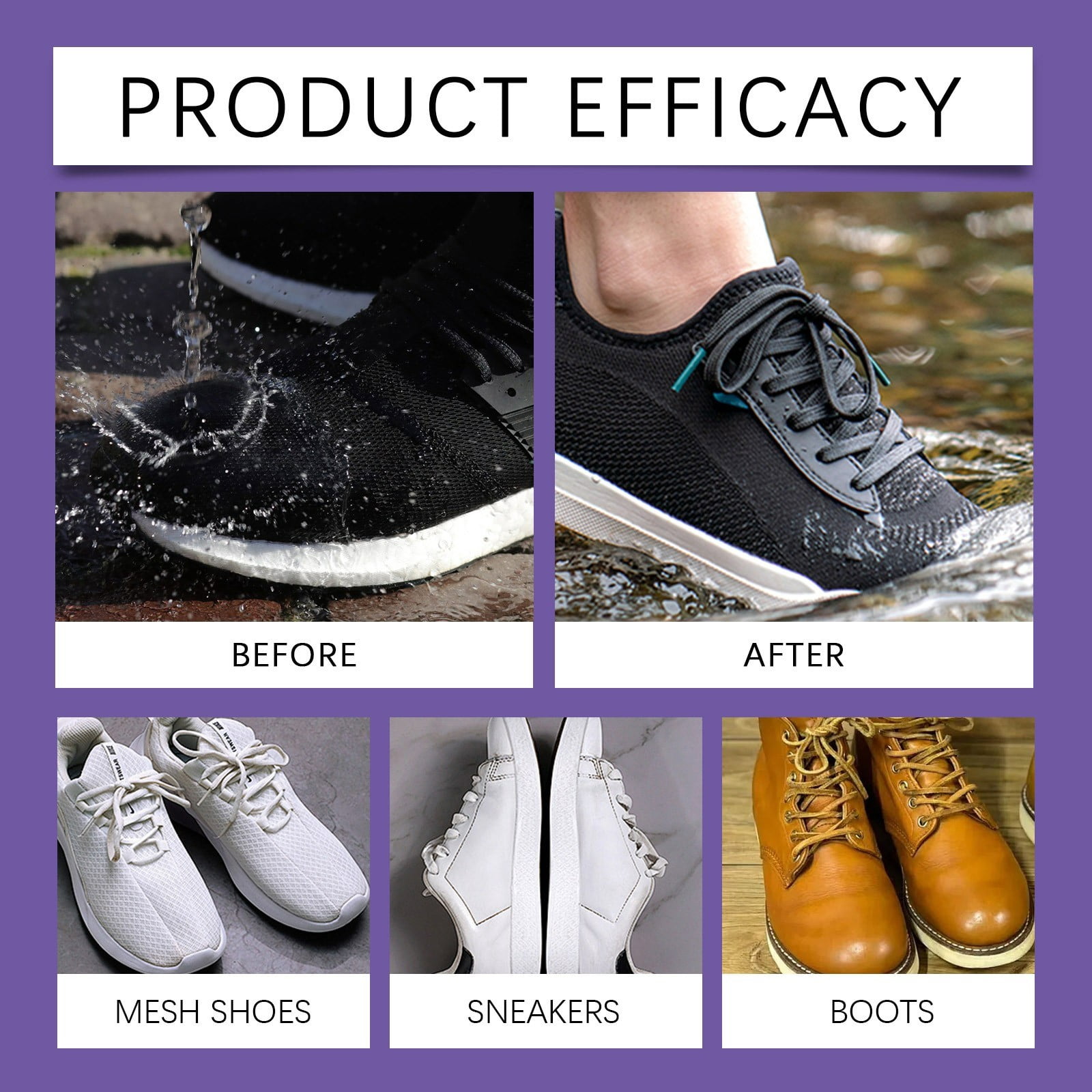 5 Packs Waterproof Spray for Shoes Sneakers Boots All Day Protection Anti Stain Dirt Rain Repellent Coating Mesh Suede Leather Waterproofing Spray 100ml Travel Size Quick Drying Non Toxic Safe