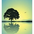 thumbnail image 3 of Nature Duvet Cover Set, Plant Standinglone Reflection in Water Gulls Silhouettes Scenery Print, Decorative 2 Piece Bedding Set with 1 Pillow Shams, Twin Size, Yellow Green, by Ambesonne, 3 of 3