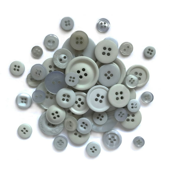 BUTTONS GALORE BIG BAG OF COLORFUL CRAFT & SEWING BUTTONS 4.5 OZ (APPROX 150 PCS) SILVER GREY