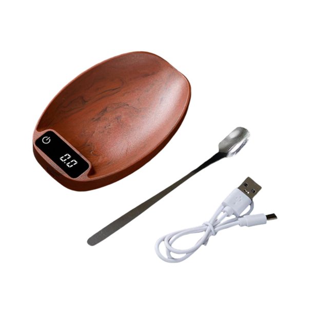 Juego de báscula electrónica de 3 piezas con minicucharilla, recargable por USB, ligera, Rojo marrón