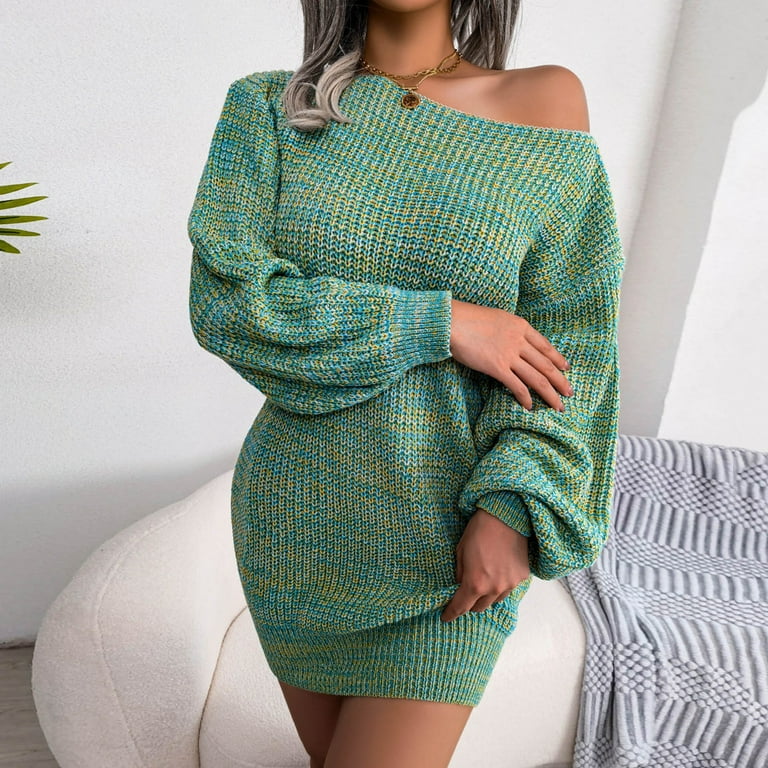 MIASHUI Womens Off Shoulder Boat Neck Long Batwing Sleeve Casual