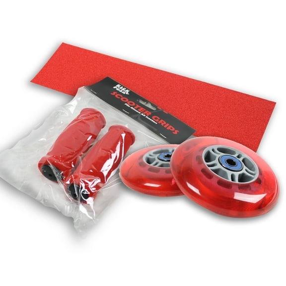 Upgrade Pack for Razor Scooter Red Wheels, Handle Grips, Griptape, Bearings