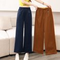 thumbnail image 2 of Pantalones de Pierna Ancha Color Caramelo Pantalones Recortados para Mujer Pantalones Rectos Sueltos de Verano Nuevos Pantalones Casuales de Cintura Elástica, 2 of 3