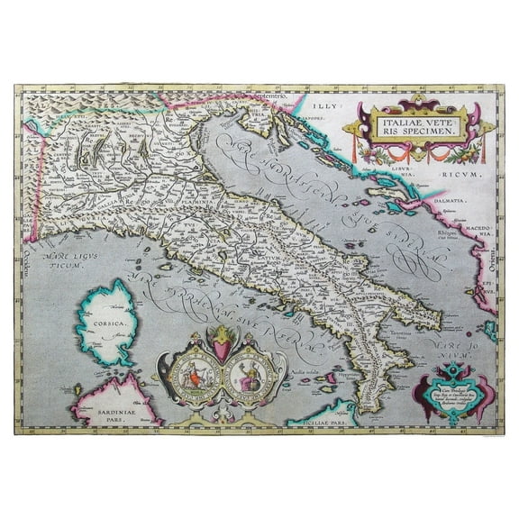 Historic Map - Italy Ancient - Ortelius 1570 - Vintage Wall Art