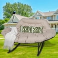 thumbnail image 2 of Outdoor Loveseat Rocking Chair with Thicken Cushion and Phone Holder for 2 Person for Garden Patio Yard (Beige), 2 of 7