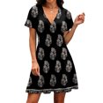 thumbnail image 5 of Summer V Neck Aline Dresses for Women 2026 Flowy Casual Flora Short Sleeve Dress Mini Sundress, 5 of 5