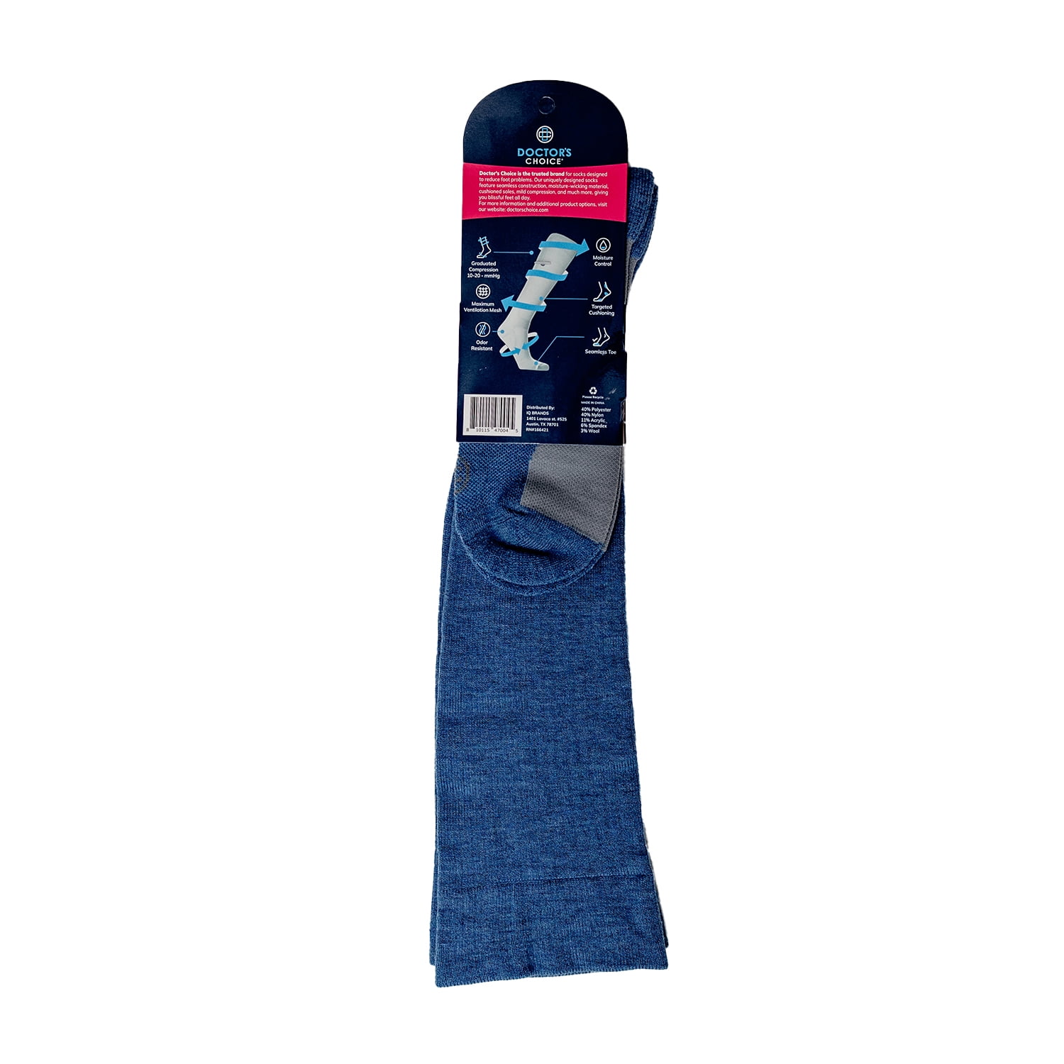 Doctor's Choice Over The Calf Women's Compression Socks, Large, Women's Shoe Size 10-13, 1 Pack