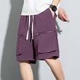 thumbnail image 6 of Yertdoel Mens Cargo Shorts Soild Color Elastic Waist Drawstring Big&Tall Shorts with Pockets Lightweight Loose Fast Drying Outdoor Workout Running Summer Casual Shorts, 6 of 9
