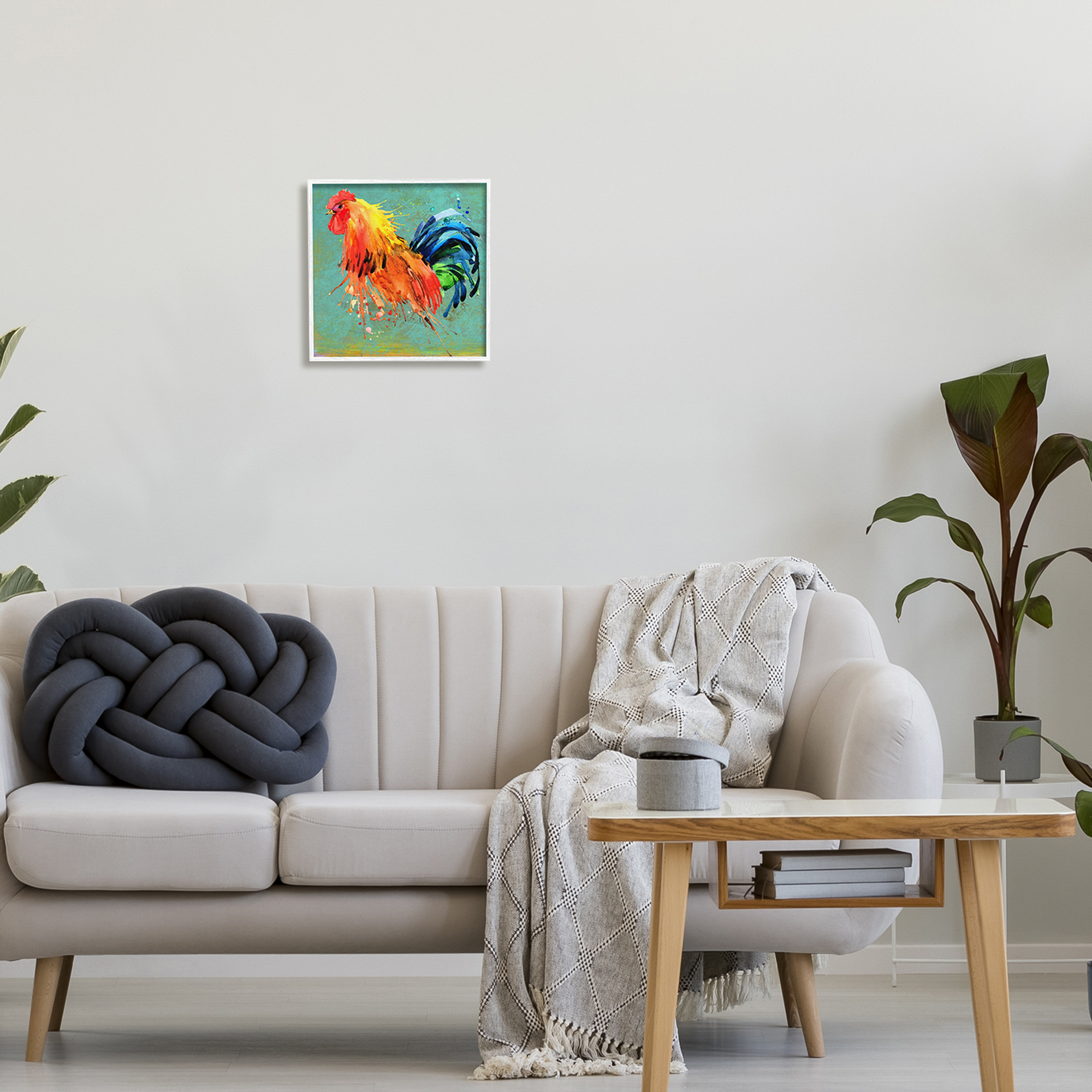 Stupell Urban Abstract Rooster Splash Animals & Insects Painting White Framed Art Print Wall Art