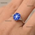 thumbnail image 3 of thejewelryart 925 Sterling Silver Oval Blue Star Sapphire Ring Handmade Jewelry Special Occasion Gift Perfect Women's Engagement Black Vermeil 8, 3 of 4