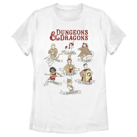 Women's Dungeons & Dragons Cartoon Players  Graphic Tee White Medium