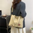 thumbnail image 2 of Bolso de mano de pana para mujer Bolso de hombro de invierno Bolso hobo con cremallera y asa superior (Caqui), 2 of 6