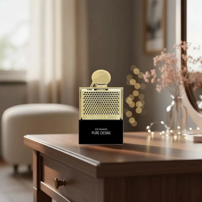 Lattafa Pure Desire Gold EDP Spray, 3.4 oz, Floral and Sweet