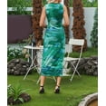 thumbnail image 4 of Floral Summer Dresses for Women Bodycon Sleeveless Midi Dress Side Slit Wedding Cocktail Party Dresses Green XL, 4 of 9