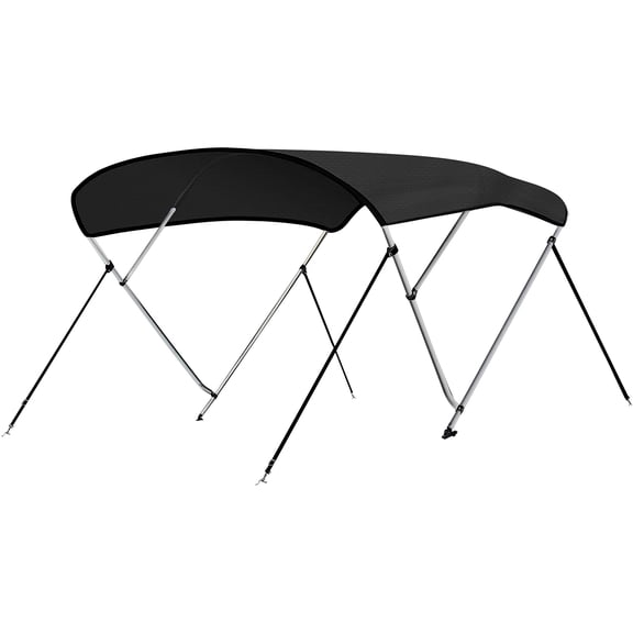 SereneLife 4 Bow 54-60 Inch Bimini Top Boat Cover with Double Walled Frame, Gray