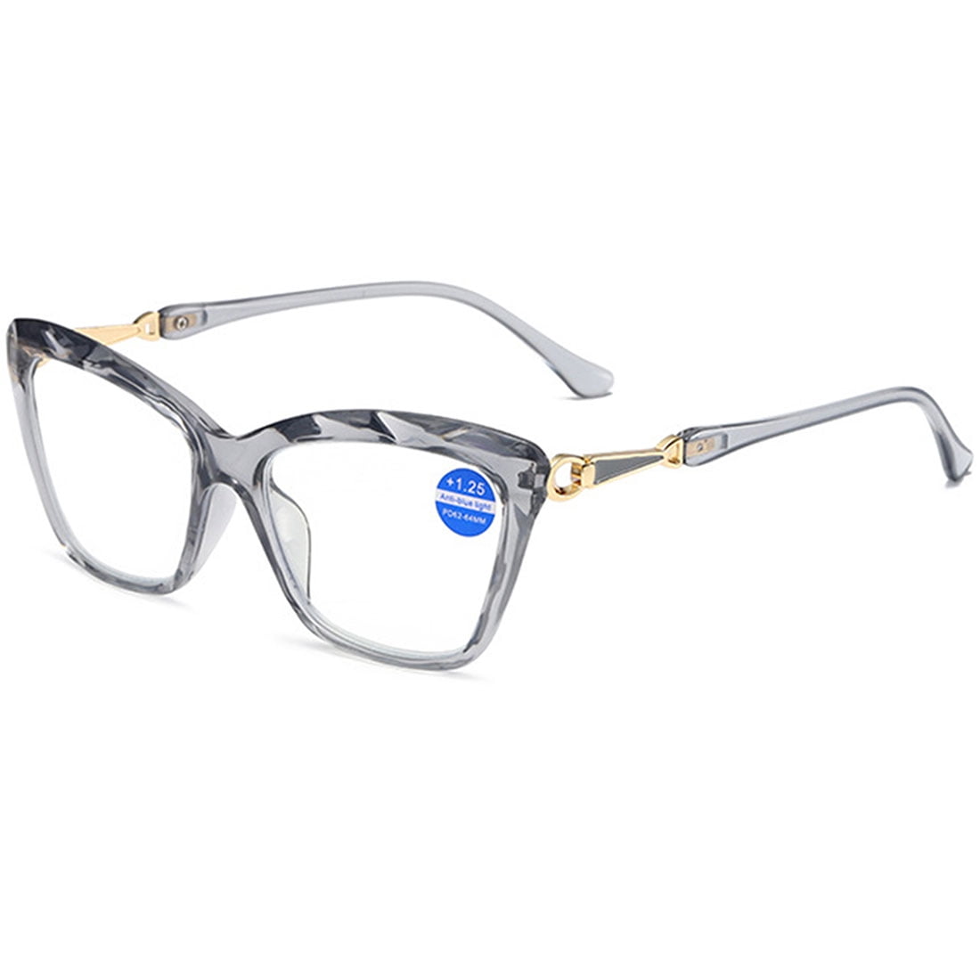 KOOSUFA Cat Eye Reading Glasses +1.0 Blue Light Blocking Fashion Crystal Frame Computer Readers Eyewear Eyeglasses for Women Grey