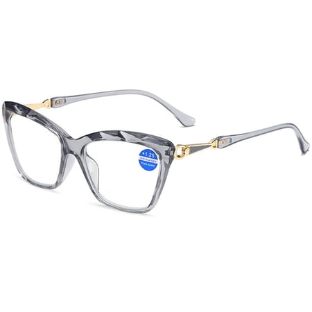 KOOSUFA Cat Eye Reading Glasses +2.0 Blue Light Blocking Fashion Crystal Frame Computer Readers Eyewear Eyeglasses for Women Grey