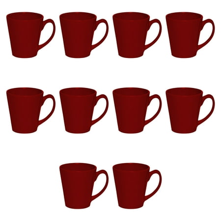 

Glossy Ceramic Latte Coffee Mug 12 oz. Set of 10 Bulk Pack - Perfect for Tea Espresso Cappuccino Hot Cocoa - Maroon