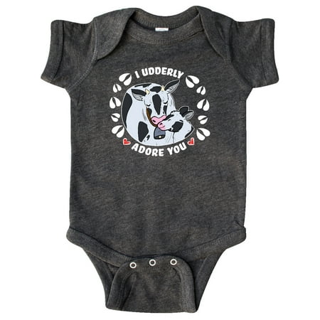

Inktastic Cows I Udderly Adore You Gift Baby Boy or Baby Girl Bodysuit