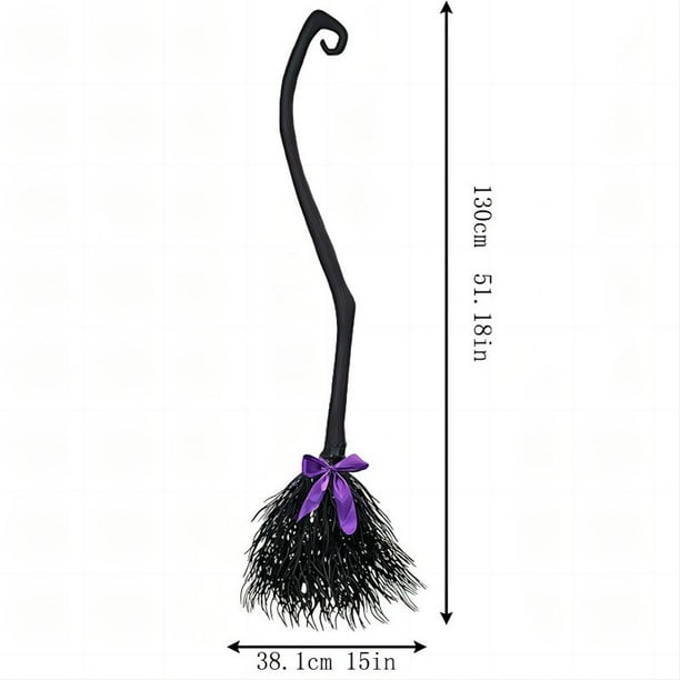 Escoba de bruja con bastón en espiral - Escoba de bruja de 51 pulgadas - Accesorio para disfraz de bruja de Halloween