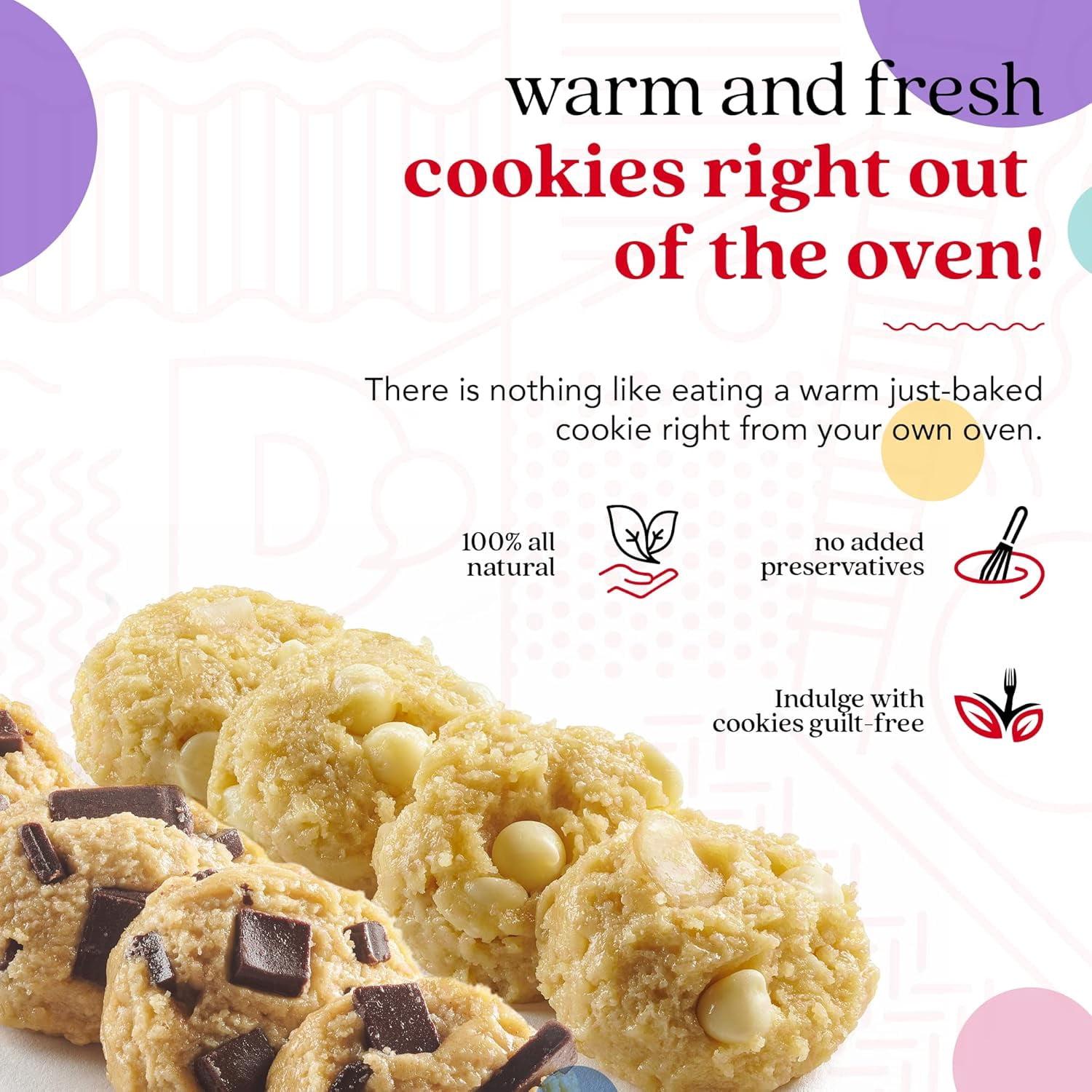 David's Cookies Preformed Frozen Cookie Dough, Chocolate Chunk and Macadamia White Chip, 80 Count