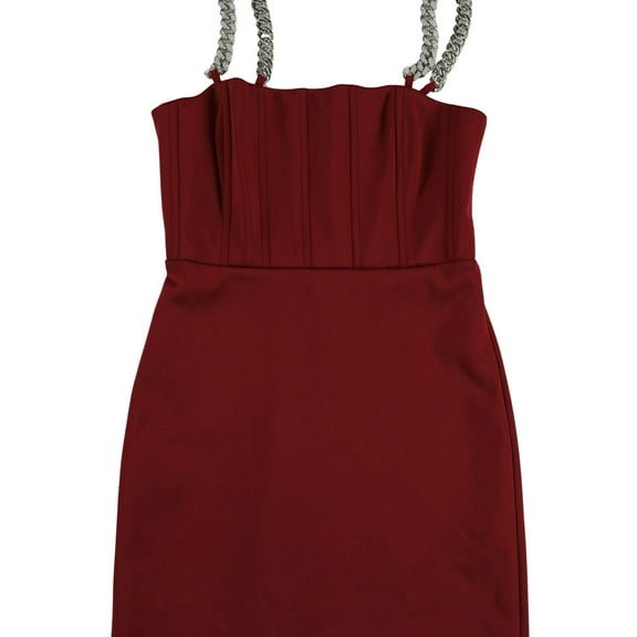 GUESS Womens Construction Chains Bustier Dress, Red, 6