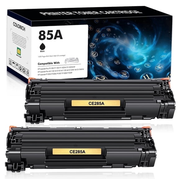 CE285A 85A Toner Cartridge Black Compatible for HP 85A CE285A CE285D use with Laserjet Pro P1102w P1102 1102w P1005 M1132 M1210 Printer Ink 2-Pack