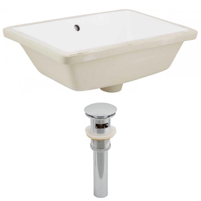 18.25-in. W Rectangle Bathroom Undermount Sink Set In White - Chrome Hardware - Overflow Drain Incl. AI-12811