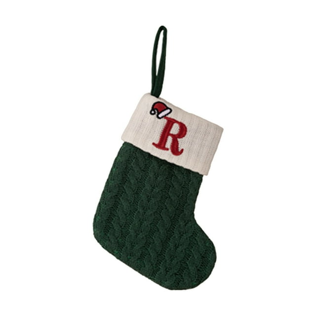2 Pack Christmas Decorations Green Letter Window Decorations Hanging Christmas Vintage Christmas Ornament Wreath Knit Stocking Embroidered Yarn Transparent String for Hanging Winter Garland for