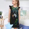 thumbnail image 4 of Fotbe Realistic Style Colorful Wolf A Vestido de Dormir para Niñas de 3 a 10 Años, Mangas Cortas, Estilo Princesa, Pijama Camisón con Mangas Voladas-X-Large, 4 of 6