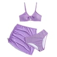 thumbnail image 2 of SHenli Girls Swimsuits Ruffle Bikini Sets for Girls Spaghetti Strap Tankini with Shorts 3 Pieces Cut Out Girls Bathing Suit Purple 9-10 Years, 2 of 5