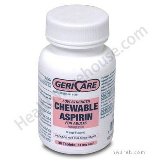 GeriCare Low Strength Chewable Aspirin Tablets, 81 mg, 36 Count