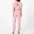 thumbnail image 4 of Huankd Womens Summer Casual Short Sleeve Pants Suit Beach Vacation Romper Belted Dressy Wedding Guest Jumpsuit Jumper Pink XL, 4 of 5