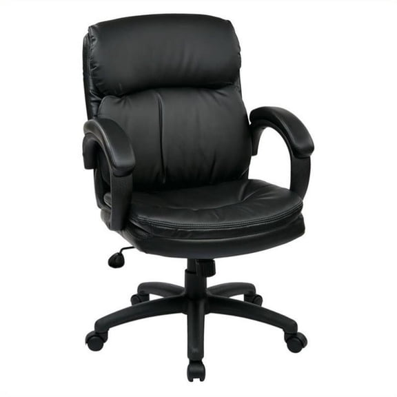 Pemberley Row Eco Leather Black Executive Office Chair 26"W x 27.5"D x 42"H Swivel Unassembled
