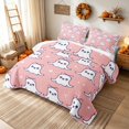thumbnail image 3 of Erosebridal Cute Bow Ghost Twin Quilt Set, Kawaii Stars Twin Coverlet Set for Girls, Pastel Pink, 2-Piece 1 Bedspread and 1 Pillowcase, 3 of 7