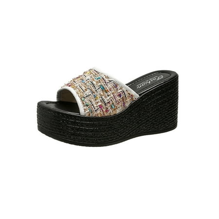 

Fpqtro 2023 Summer Women s Sandals Women s Flat Shoes Ladies Beach Wedge Heel Sandals Summer Non-Slip Causal Slippers