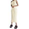 thumbnail image 1 of VISgogo Vestido de tubo de punto para mujer, Adultos Verano Sin mangas Color sólido Cuello redondo Una pieza VISgogo moda, 1 of 5