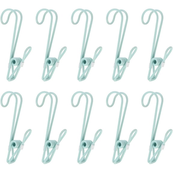 10 PCS Laundry Clips for Hanging Clothing, Laundry Hanging Clips with Hooks Clothes Pins Hanging Clips for Kitchen Bathroom Office