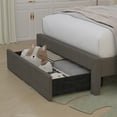 thumbnail image 2 of NHIXSOM Twin Upholstered Platform Bed Frame with LED Lights and Storage, Velvet Adjustable Headboard, Grey, 2 of 8