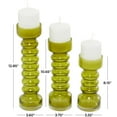 thumbnail image 3 of DecMode 3 Candle Green Glass Bubble Pillar Candle Holder, Set of 3, 3 of 7