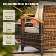 thumbnail image 4 of MEISSALIVVE 8 Piece Outdoor Patio Furniture Set, Half-Moon Curved Sectional Set with Wood Armrests, 2 Half-Moon Ottomans, Round Table (Brown), 4 of 6