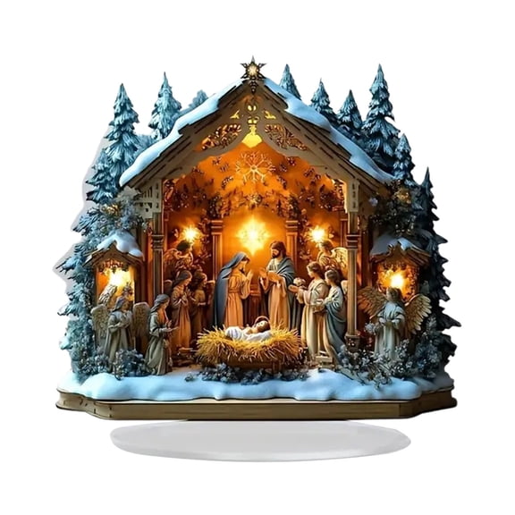 Lighted Nativity Scene Figurine, Inspirational Jesus Gift Collection for Home Decor Artwork Housewarming Gift,Easter Tabletop Centerpiece