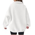 thumbnail image 5 of Oversized Sweaters for Women Half Zip Long Sleeve Shirts Solid Color Sweatshirts Collar Hoodie Loose Casual Blouse (White M), 5 of 7