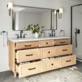 thumbnail image 2 of ARIEL Monroe 72 Inch Double Rectangle Sink Bathroom Vanity With Carrara White Quartz Countertop 1.5 Inch Edge In Oak, 2 of 8
