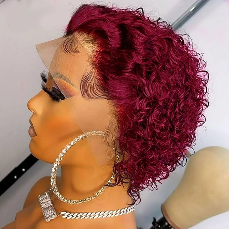 Short Curly Pixie Cut Wigs 6 Inch 13x1 Lace Front Wig Human Hair