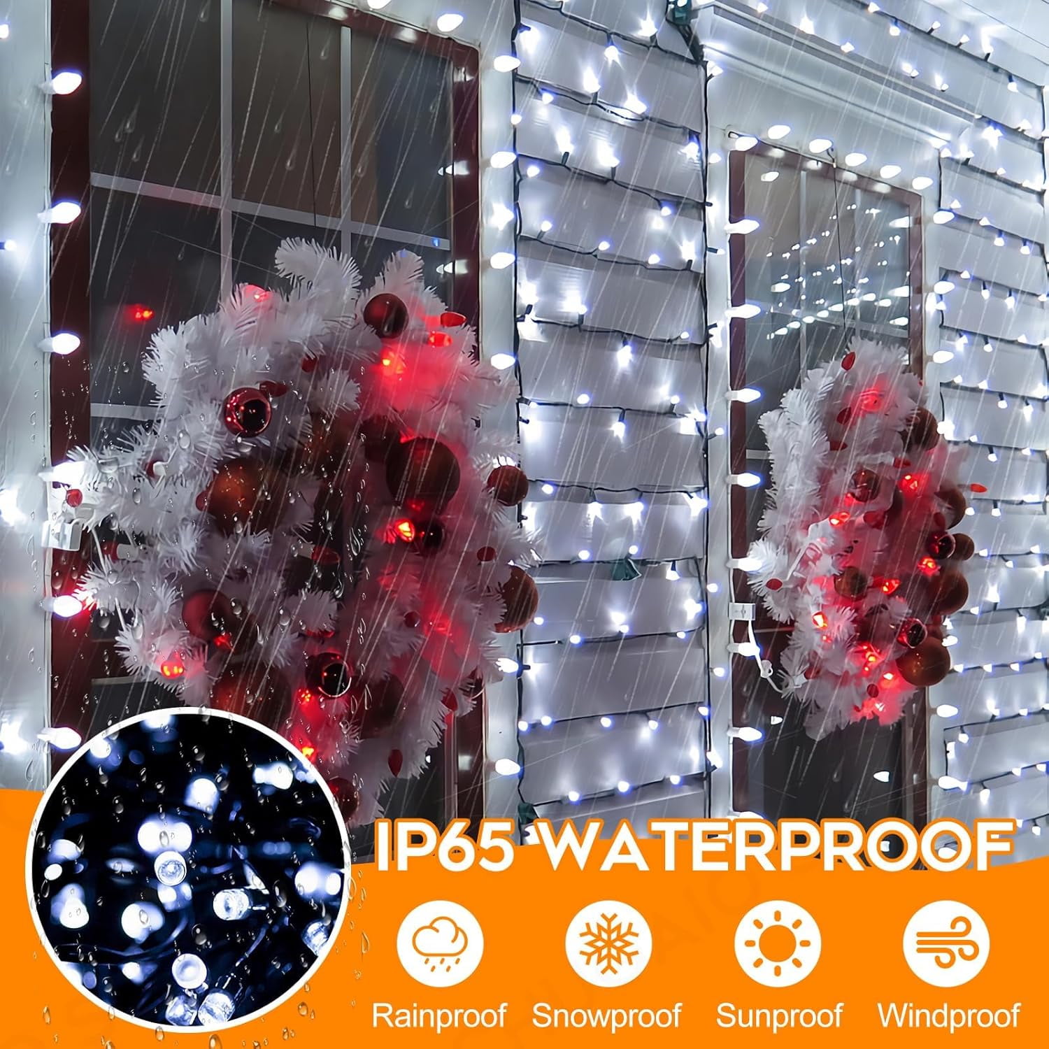 Battery Operated Christmas Lights, 33 FT 100 LED Mini String Lights with Timer and 8 Modes, Green Wire Outdoor Waterproof String Lights for Tree Xmas Indoor Holiday Party Garden Decor, Warm White