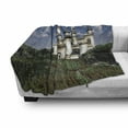 thumbnail image 3 of Fairy Tale Soft Flannel Fleece Throw Blanket, 2 Bald Eagles Fly over the Magnificent Royal Castle Surrounded by Gardens, Cozy Plush for Indoor and Outdoor Use, 70" x 90", Multicolor, by Ambesonne, 3 of 6