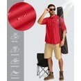 thumbnail image 4 of Camisa de pesca Pudolla con protección solar UPF50+ para hombre, color rojo XL, 4 of 6